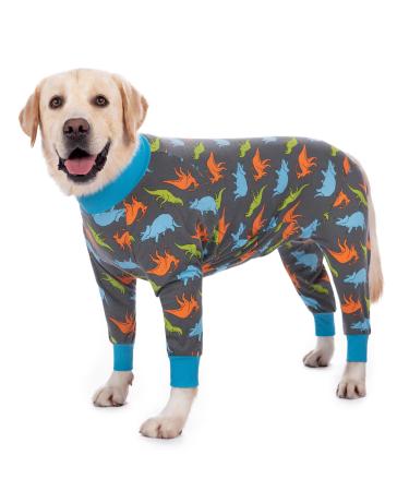 Axcimond dogbody after op dogs one -part dogbody castration bitch/male op body dog recovery suit for dogs after the operation long -sleeved wound protection suits Alternatively to neck crauses for dogs 6xl gray dinosaurs