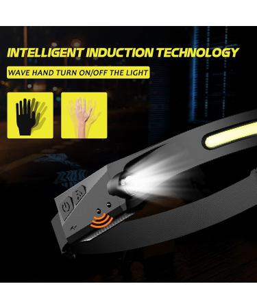 Rechargeable LED Headlamp with Motion Sensor - Waterproof Outdoor Headlight for Camping, Running, Cycling - Black - Buy Online on GoSupps.com