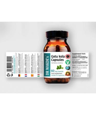DR WAKDE'S Gotu kola Capsules (Mandukparni Centella asciatia 60 Veg Caps Plant-Based Supplement Ayurvedic Herb All Natural Vegan) - Buy Online on GoSupps.com