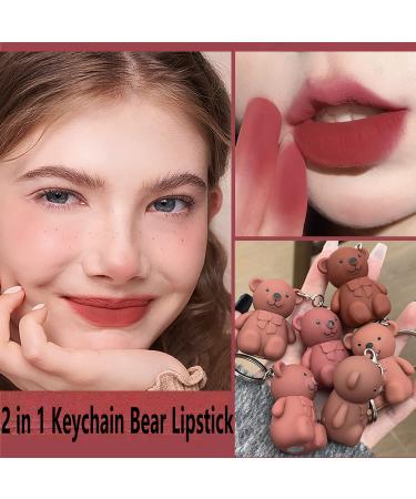 2 in 1 Keychain Bear Lipstick Set A - 3Pcs Mist Matte Velvet Long Lasting Lipsticks | Waterproof Beauty Makeup Lip Stick - Buy Online on GoSupps.com