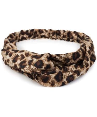 Stylbreaker women's hair band with Leo Animal Print twist knot and elastic band headband headband hair accessories 04026020 color: brown-beige
