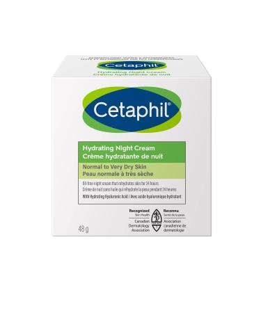 Cetaphil Hydrating Night Cream for Face (48gr) - Made with Hyaluronic Acid and Olive Oil Extract - 24Hr Intense Hydration - Fragrance-Free Paraben-Free - For Dry and Sensitive Skin Hydrating Night Cream (48g)