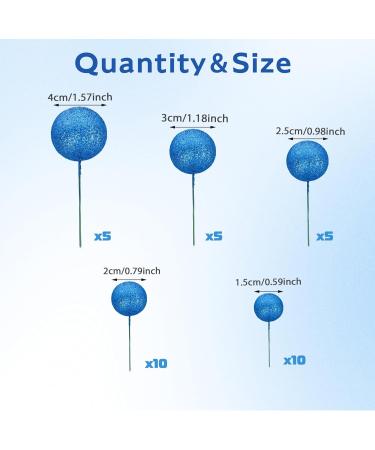 Auliuse 35Pcs Blue Foam Ball Cake Toppers - Glitter Cupcake Toppers for Birthday, Wedding, Outer Space Theme Party - Buy Online on GoSupps.com