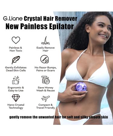 Crystal Hair Eraser - Painless Exfoliating Hair Removal Device for Men & Women - Diamond Trimmer & Shaver (Violet) - No Waxing Needed - Buy Online on GoSupps.com