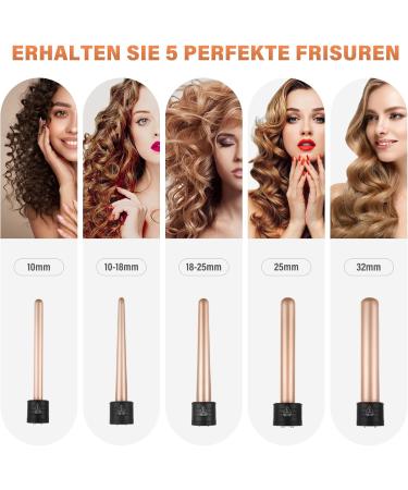 5 in 1 Curling Iron Set - Large Curls Ceramic Coating Adjustable Temp Thermal Gloves - Perfect for International Shipping - Buy Online on GoSupps.com