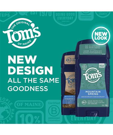 Tom's of Maine Men's Natural Deodorant 3-Pack, Mountain Spring, 2.8 oz, Aluminum-Free - Buy Online on GoSupps.com