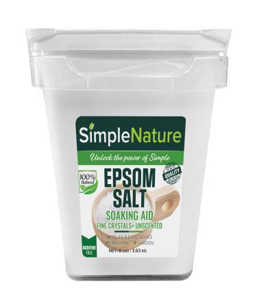 Epsom Salt (8 lbs) - Soaking Aid to Relieve Stress Tight Muscles Aches & More - USA Magnesium Sulfate USP 128 Ounce (Pack of 1)