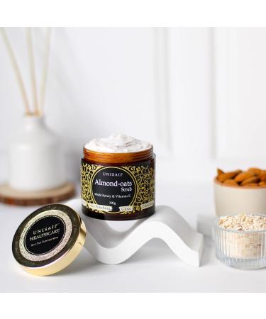 Unisaif Almond Oats Exfoliating Body Scrub - Face Exfoliator and Body Scrub for Smooth Radiant Skin with Honey & Vitamin E | Face Scrub to Skin Polish | Glow | Exfoliation (100g) - Buy Online on GoSupps.com