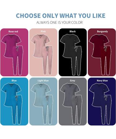 VIAOLI Women's Medical Jogger Scrub Sets - Pink Small | Soft Stretchy Hospital Uniform - Buy Online on GoSupps.com