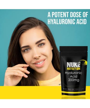 Nuke Nutrition Hyaluronic Acid Tablets - 60 Count (200mg) - Skin, Hair & Nails Supplement - Hydrate & Moisturize - Anti-Aging Properties - 100% Natural Ingredients - Buy Online on GoSupps.com