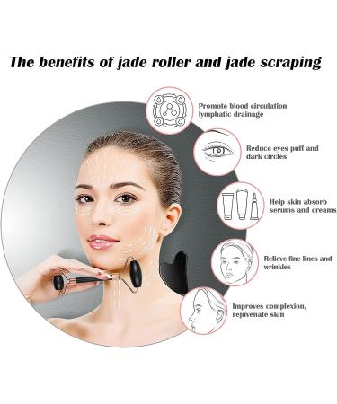 ZUKIMM Facial Jade Roller and Gua Sha Set - Reduce Wrinkles, Puffiness, and Sculpt Jawline - Black Stone Skin Massager - Buy Online on GoSupps.com
