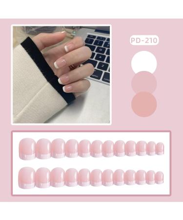 French Tip Press on Nails - Short Press On Nails with Nail Tips White edged pink Design Glossy press on nails Acrylic False Nails Cute Artificial Nails - Buy Online on GoSupps.com