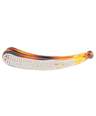 Glamour Girlz Rhinestone Square Banana Round Hair Clip Brown