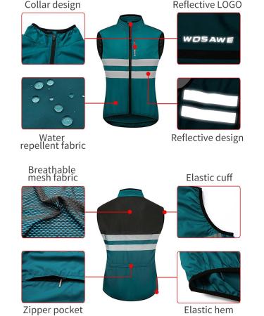 WOSAWE Men Women Reflective Cycling Vest - Windproof Breathable Sleeveless Jacket for Running - Navy XL - Buy Online on GoSupps.com