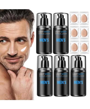 Men's Makeup Cream Men's Tone-Up Lazy Cream Long Lasting Refreshing & Non-sticky Men's Gentle Multi-Effect Bare Face Concealer for Moisturizing and Spot Coverage (5PCS)