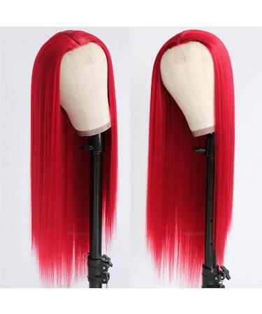 Missyvan Ruby Red Long Straight Synthetic Wig - Natural Look, Heat Resistant Fiber, Middle Parting - Buy Online on GoSupps.com