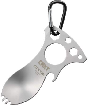 CRKT Eat'N Tool Outdoor Spork Multitool: Durable and Lightweight, for Camping, Hiking, Backpacking and Outdoors Activities, Silver, Carabiner 9100C