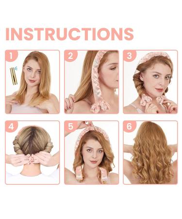 PENNTR Satin Heatless Hair Curler Set for Overnight Curls - No Heat Hair Rollers for Long Hair - Pink Hair Accessories for Women - Buy Online on GoSupps.com