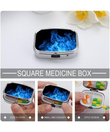 Buy Blue Flame Pill Box - Cute Square Portable Medicine Organizer for Vitamins & Tablets - Perfect for Purse & Pocket - Buy Online on GoSupps.com