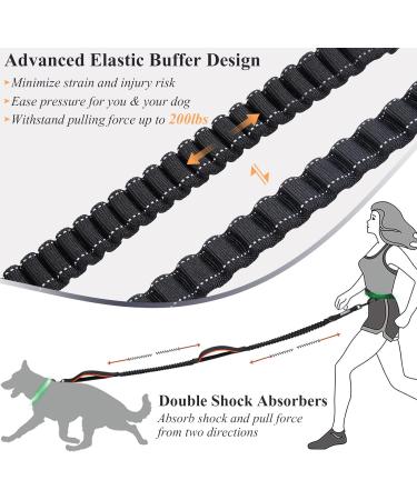 Vivaglory Free-Handed Dog Leash | Double Anti-Shock Bungees & Padded Handles | Reflective Waist Running Leash for Training & Jogging | Fits Waist 65-112cm | Black/Orange - For Medium & Large Dogs - Buy Online on GoSupps.com