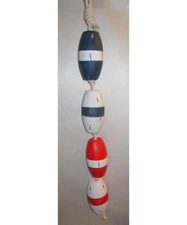 Moby Dick 36 Inch String of 4 Wooden Buoys Fishing Floats Distressed Finish