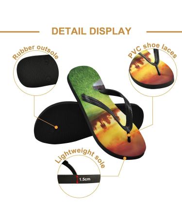 Mnsruu Sport Golf Ball Sunset Flip Flops | Men's & Women's XXL Sandals for Home Hotel Spa & Travel - Buy Online on GoSupps.com