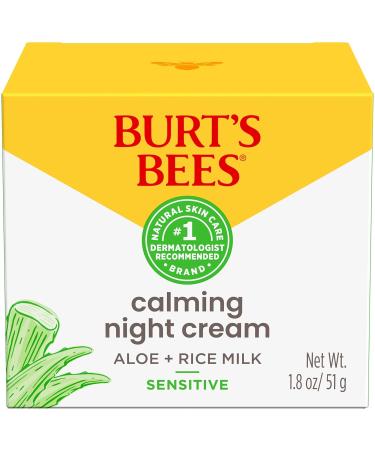 BURT'S BEES Calming Night Cream with Aloe and Rice Milk 1.8 oz - Sensitive Skin Night Cream - Buy Online on GoSupps.com