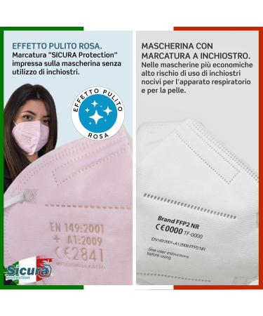 Buy Sicura FFP2 Pink Surgical Masks - CE Certified BFE 99% Made in Italy - 50 Pack - Buy Online on GoSupps.com