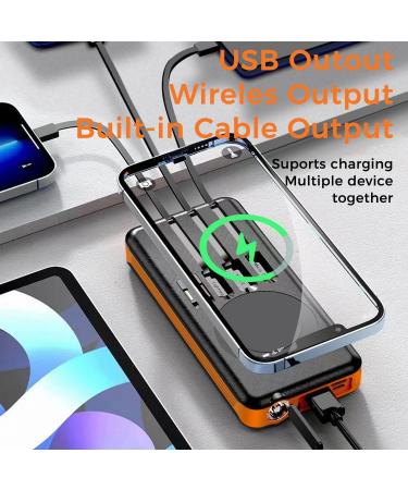 Alpha Digital Outdoor Solar Portable Power Bank with Wireless Charging 10000mAh - Orange - Buy Online on GoSupps.com