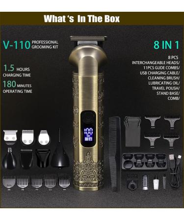 Ultimate 8-in-1 Beard Trimmer & Grooming Kit for Men | Cordless T-Blade Clippers Waterproof Rechargeable - Perfect Gifts - Buy Online on GoSupps.com