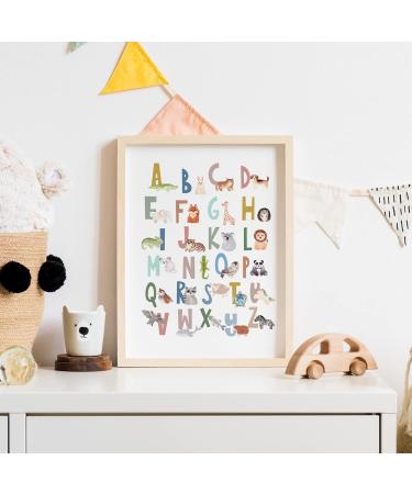 Scandi Animal Alphabet Poster - Educational Woodland Safari Design for Children - A3 Pink - Buy Online on GoSupps.com