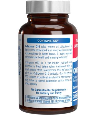 High Absorption CoQ10 200mg Softgels - Clinical Formula Coenzyme Q10 200mg for Skin Heart Energy Antioxidant and Brain Support - Easy to Swallow - Made in The USA in cGMP Facilities - 30 Servings - Buy Online on GoSupps.com