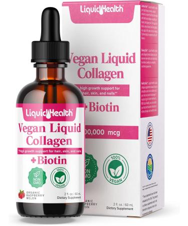 LIQUIDHEALTH Organic Methyl B12 5000mcg Vitamin Drops with Tart Cherry Juice & 100% Vegan Plant-Based Collagen Plus Biotin Drops - Natural Energy Boost Improve Focus Hair & Nail Growth Skin Health - Buy Online on GoSupps.com