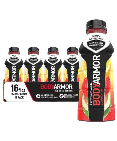 BODYARMOR Sports Drink Sports Beverage Berry Lemonade Natural Flavors With Vitamins Potassium-Packed Electrolytes No Preservatives Perfect For Athletes 16 Fl Oz (Pack of 12)