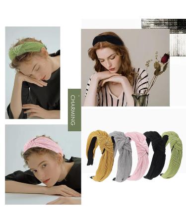 LOVNFC Pleated Knot Headbands for Women - 5pcs No Slip Fashion Turban Hair Bands - Buy Online on GoSupps.com