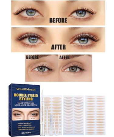 double eyelid sticker with waterproof invisible double eyelid pull strip sticker with fork rod and tweezers suitable for wearing hats sagging uneven and single eyelids - Buy Online on GoSupps.com