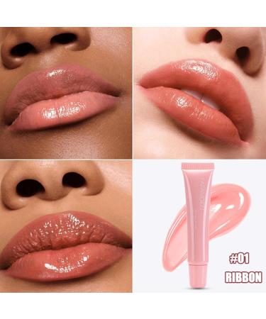 Hydrating Lip Glowy Balm - Moisturizing & Plumping Gloss for Dry Cracked Lips | Shea Butter & Babassu Oil | Nourishing Lip Care (01# Ribbon - Buy Online on GoSupps.com