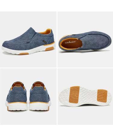 OrthoComfoot Men's Slip On Loafers with Arch Support - Canvas Boat Shoes for Extra Cushioning and Pain Relief - Vintage Flat Walking Shoes 11 W - Denim - Buy Online on GoSupps.com