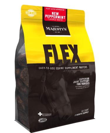 Majesty's Flex Wafers - Superior Horse/Equine Joint Support Supplement - Glucosamine, MSM, Chondroitin, Yucca, Vitamin C (Peppermint, 60 Count) Peppermint 60 count