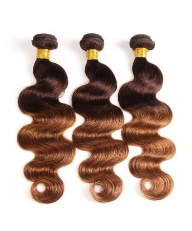 2 Tone Ombre Brazilian Body Wave Hair 3 Bundles | Remy Virgin Human Hair | T4/30 Medium Brown/Auburn | 12/14/16 Inch Extensions - Buy Online on GoSupps.com