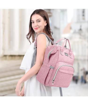 Viedouce Waterproof Baby Changing Bag | Large Capacity Diaper Bag | Multifunctional Pink Backpack with Diaper Support & Stroller Straps - Buy Online on GoSupps.com