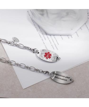 Custom Celtic Knot Medical Alert ID Bracelet for Women - Personalized Emergency Jewelry with Free Engraving | 6.0 to 9.0 Inches - Buy Online on GoSupps.com