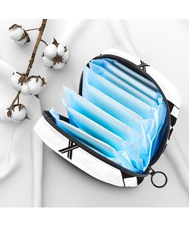 Black & White Checkered Women s Bandage Storage Bag | Portable Menstrual Cup Pocket with Zipper for Teens & Women - Buy Online on GoSupps.com