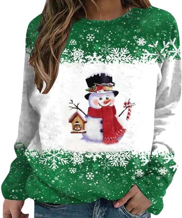 Funny Christmas Sweater for Women - Rudolph & Elf Designs | Cotton Long Sleeve Santa Claus Xmas Sweater for Teens - C-Green XS - Buy Online on GoSupps.com