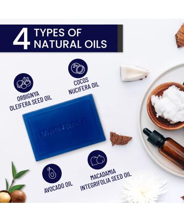 Manzrala All-in-One Bar Soap for Men - Natural Ingredients | Luxurious Blue Scent | 4.23oz (Pack of 3) - Buy Online on GoSupps.com