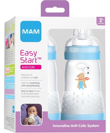 MAM Easy Start Anti-Colic Bottle 9oz (2 count) MAM Baby Bottle with Medium Flow Nipple Breastfed Baby Feeding Essentials Boy ( Packaging May Vary ) boy Anti-Colic Bottle(2 count) - Buy Online on GoSupps.com