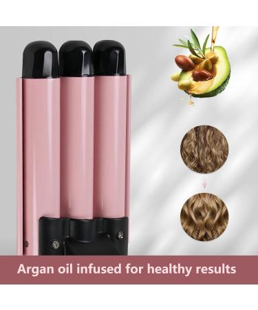 3 Barrel Curling Iron Wand - Janelove 1 Inch Ceramic Tourmaline Hair Waver with Dual Temperature Control - Fast Heating Portable Beach Curling Iron in Pink - Buy Online on GoSupps.com
