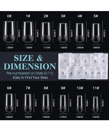 Gelike Ec Quadrat Full Cover Nageltips - Soft Gel Fake Nails 550 Pieces Clear Medium Pre-Buff PMMA Resin for DIY Nail Art & Salon Use 12 Sizes - Buy Online on GoSupps.com