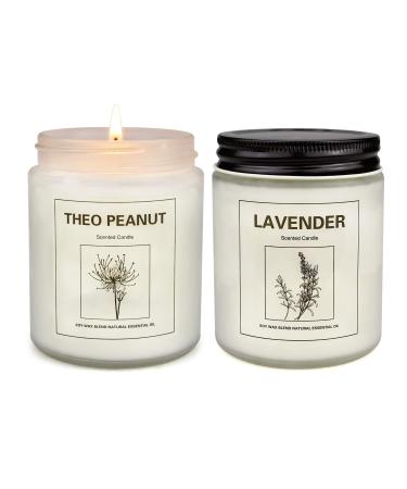 Lavender and Rose Candles, 7 oz Natural Soy Candles Set for Home, Gifts for Women Highly Scented Aromatherapy Candles for Stress Relief & Body Relaxation, 2 Pcs Lavender & Rose