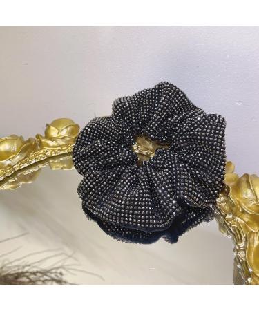 Rhinestone Hair Scrunchie Embellished Elastics Hair Ties Bands Hair Ropes Bobbles Crystal Ponytail Holders Accessory for Womens Black - Buy Online on GoSupps.com